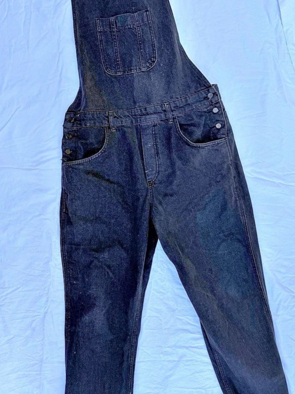 boohooMAN Full Length Denim Dungarees Black Waist 34